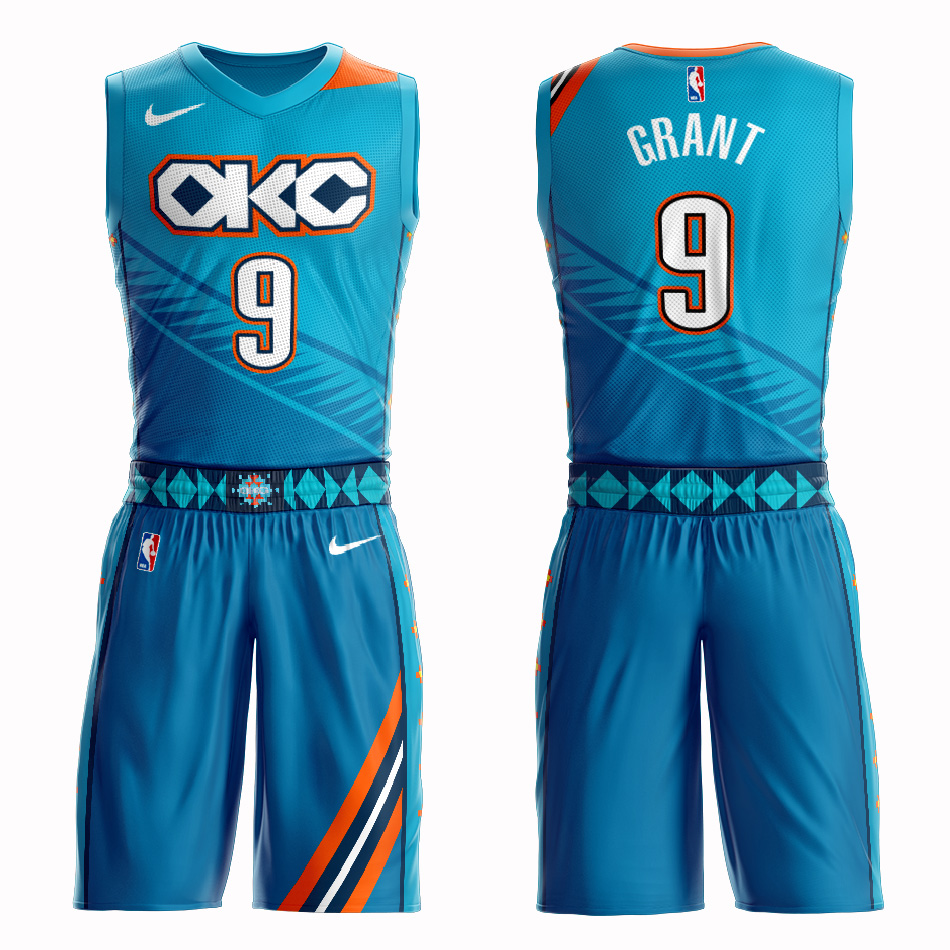 Customized Men Oklahoma City Thunder 9 Grant blue NBA Nike jersey